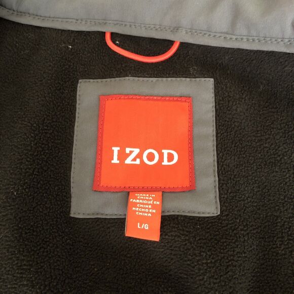 IZOD Jacket Men's Size L Gray L/S Fleece Lined Full Zip Front/Pockets EUC - Picture 5 of 8
